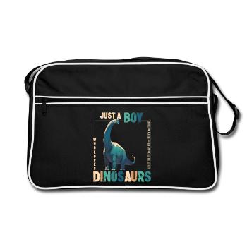 Juste un garçon qui aime les dinosaures : le brachiosaure - Sac Retro - noir/blanc - Devant