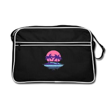 Vaporwave Synthwave Pixelart Palmiers Rétro Années 90 - Sac Retro - noir/blanc - Devant