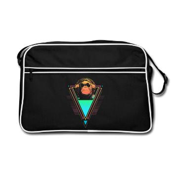 Chimpanzé Vaporwave Synthwave des années 90 80 coucher de soleil - Sac Retro - noir/blanc - Devant