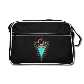 Kodiakbär Vaporwave Synthwave des années 90 80 coucher de soleil - Sac Retro - noir/blanc - Devant