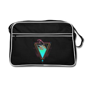 Tigre sibérien Vaporwave Synthwave des années 90 - Sac Retro - noir/blanc - Devant