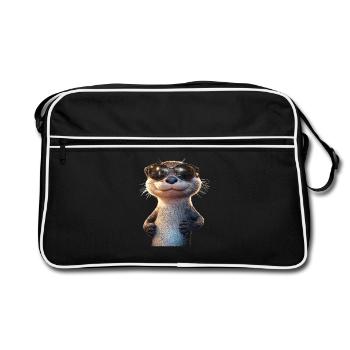Loutre Loutre de mer Loutre Loutre Martre amour Loutre mignonne - Sac Retro - noir/blanc - Devant