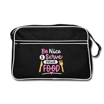 Mitarbeiterin Lebensmittelservice Mittagspause - Retro Tasche - Schwarz/Weiß - Vorne