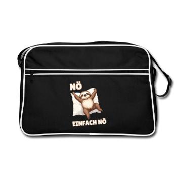 Faultier Nö Einfach Nö Lustiger Faulenzer Spruch - Retro Tasche - Schwarz/Weiß - Vorne