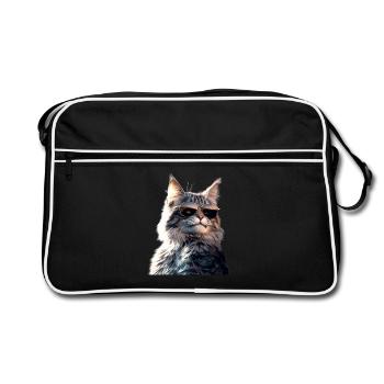 Maine Coon Chat Chat Maman Chat Maine Coon Chats - Sac Retro - noir/blanc - Devant