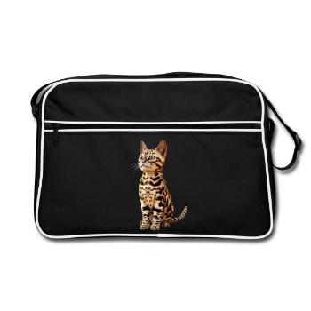 Bengal Cat Leopard Cat Leopardette Bengal Cats - Retro Bag - black/white - Front