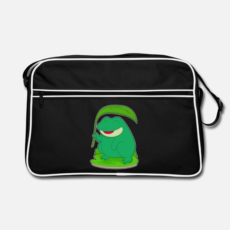 Grenouille avec une feuille comme parasol Sac Retro