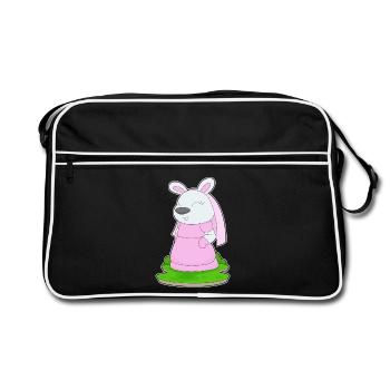 Hase Braut Schleier Hochzeit - Retro Tasche - Schwarz/Weiß - Vorne