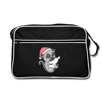 Lemurs Cute Tired Sleeping In Christmas - Retro Bag - black/white - Front