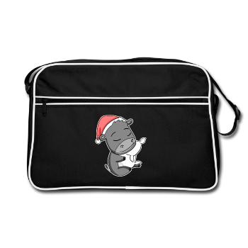 Donkey Cute Tired Sleeping In Christmas - Retro Bag - black/white - Front