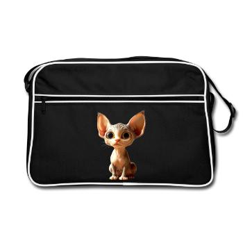 Sphynx Katze Sphynxkatze Canadian Cat Süße Sphinx - Retro Tasche - Schwarz/Weiß - Vorne