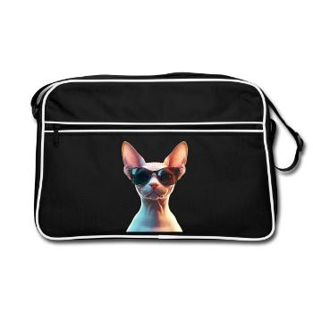 Sphynx Katze Sphynxkatze Canadian Cat Süße Sphinx - Retro Tasche - Schwarz/Weiß - Vorne