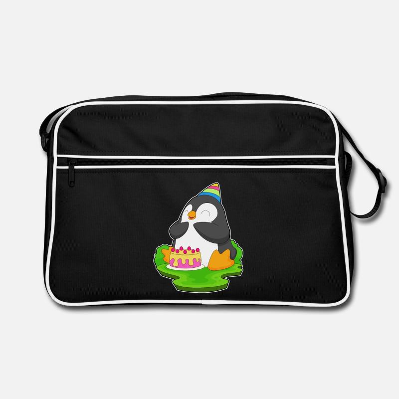 Gâteau d’anniversaire pingouin - Sac Retro - noir/blanc