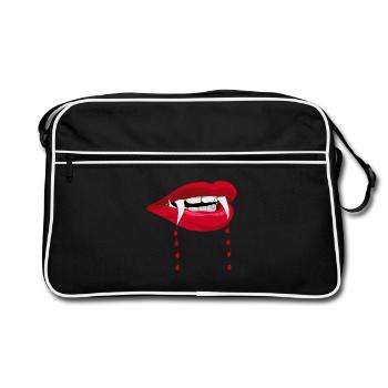 Halloween Dracula Vampire Blood Teeth Costume T-Shirt - Retro Bag - black/white - Front