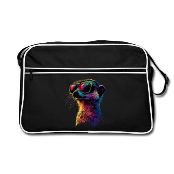 Lunettes de soleil suricate coloré mignon suricate - Sac Retro - noir/blanc - Devant