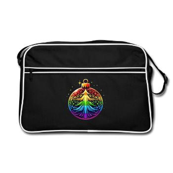 Rainbow Christmas Ball with Christmas Tree Ornament - Retro Bag - black/white - Front