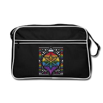 Christbaumkugel Strickmuster Regenbogen LGBTQ+ - Retro Tasche - Schwarz/Weiß - Vorne
