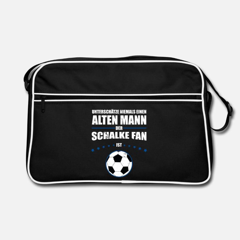 Alter Mann - Schalke Fan | Retro Spruch - Retro Tasche - Schwarz/Weiß