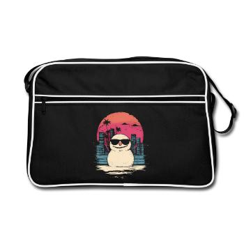 Snowman Retro Synthwave Retrowave Gift - Retro Bag - black/white - Front