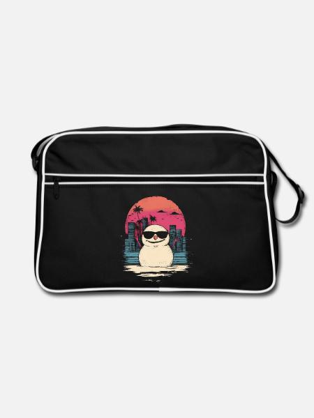 Schneemann Retro Synthwave Retrowave Geschenk - Retro Tasche - Schwarz/Weiß