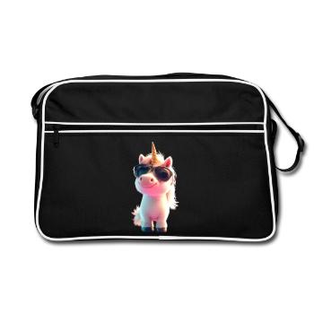 Licorne Cavalier Poney Ferme Chevaux Équitation Licornes - Sac Retro - noir/blanc - Devant