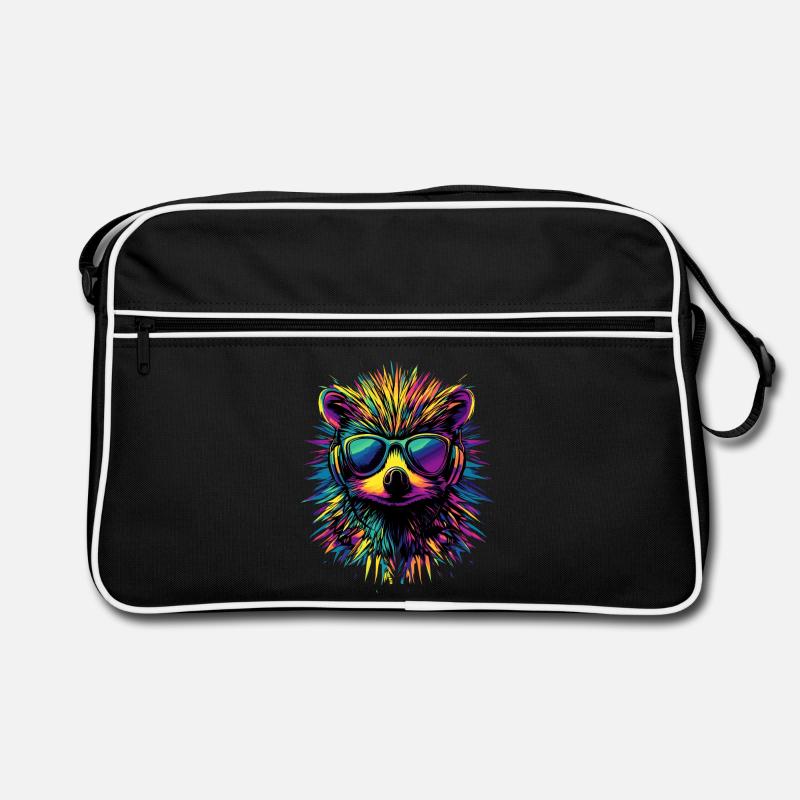 hérisson popart casque lunettes de soleil coloré mignon hérisson Sac Retro