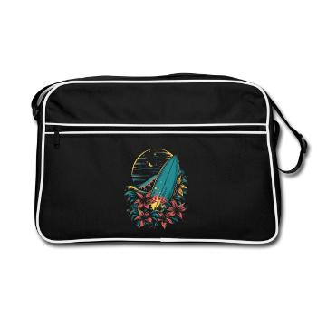 Surfbrett Cartoon - Retro Tasche - Schwarz/Weiß - Vorne