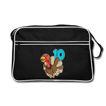 10th Birthday Motif Turkey - Ten - 10 Years - Retro Bag - black/white - Front