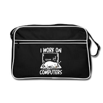 I work on computers - Retro Tasche - Schwarz/Weiß - Vorne