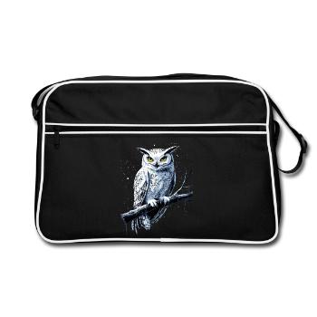hibou chouette chouette chouette hibou hibou mignons hiboux - Sac Retro - noir/blanc - Devant