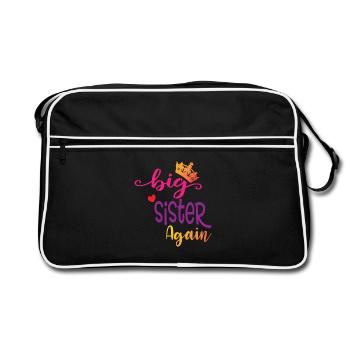 Big sister gift Big Sister Again - Retro Bag - black/white - Front