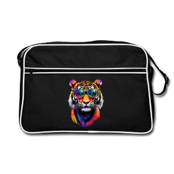 Tiger Big Cat Wilderness Tiger Cats Cute Tiger - Retro Bag - black/white - Front