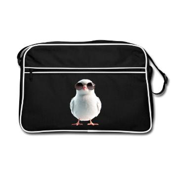 Taube Weiß Stadttaube Ringeltaube Weiße Tauben - Retro Tasche - Schwarz/Weiß - Vorne
