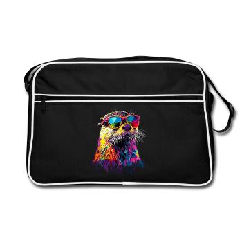 Loutre Loutre de mer Loutre Loutre Martre amour Loutre mignonne - Sac Retro - noir/blanc - Devant
