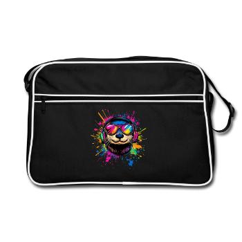 Loutre Loutre de mer Loutre Loutre Martre amour Loutre mignonne - Sac Retro - noir/blanc - Devant