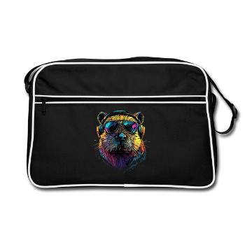 Castor Motif Castor Chuchoter Rongeurs Mignon Castor - Sac Retro - noir/blanc - Devant