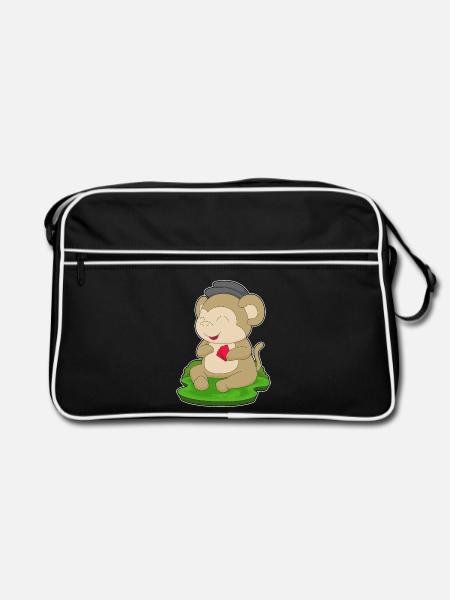 Affe Poker Pokerkarten - Retro Tasche - Schwarz/Weiß