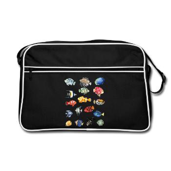 Sea Fish T-Shirt - Colorful Beachwear Pattern - Retro Bag - black/white - Front