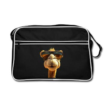 Chameau Dromadaire Camel de Bactriane Cadeau Chameaux - Sac Retro - noir/blanc - Devant