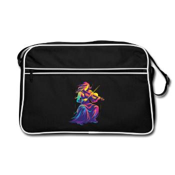 Violin Girl Retrowave - Retro Bag - black/white - Front