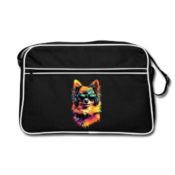 Poméranien Poméranien Poméranien Spitz allemand doux - Sac Retro - noir/blanc - Devant