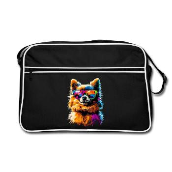 Poméranien Poméranien Poméranien Spitz allemand doux - Sac Retro - noir/blanc - Devant