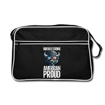 4th of July American Buffalo USA Flag Bison - Retro Bag - black/white - Front