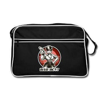Une femme coquine gronde les mauvais garçons, mauvais garçon ! - Sac Retro - noir/blanc - Devant