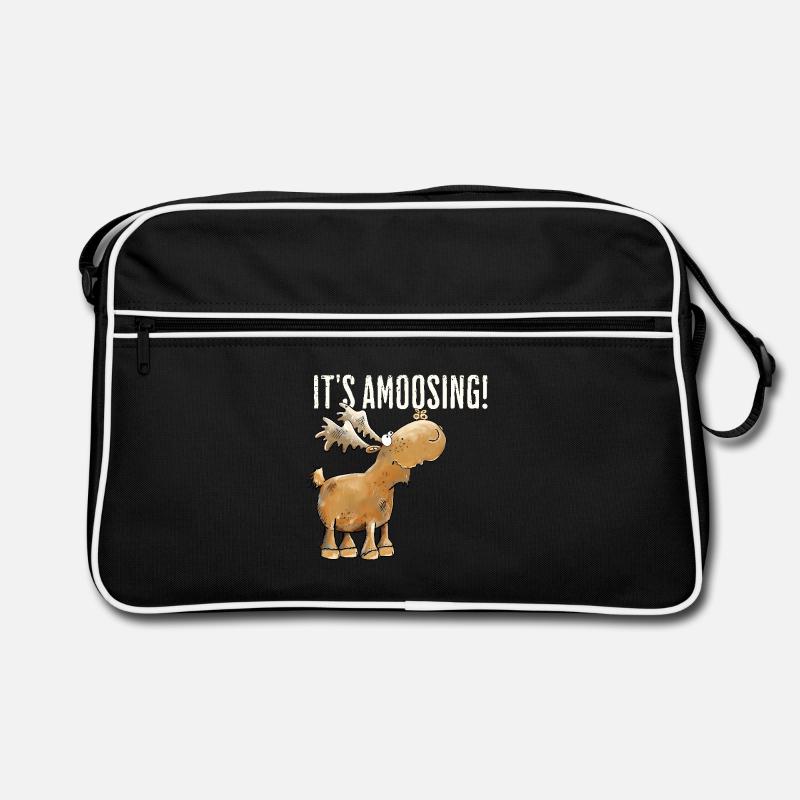 Droll Moose Animal Motif Scandinavia Moose Saying Retro Bag