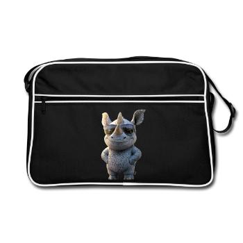 Rhino Rhinoceros Africa Safari Rhinos Rhino - Retro Bag - black/white - Front