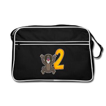 2 Anniversaire Motif Singe - Deux ans - Sac Retro - noir/blanc - Devant