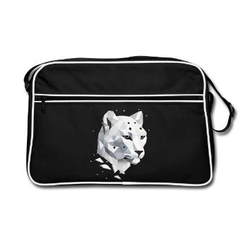 Geometric Snow Leopard – Elegance of the Wilderness - Retro Bag - black/white - Front