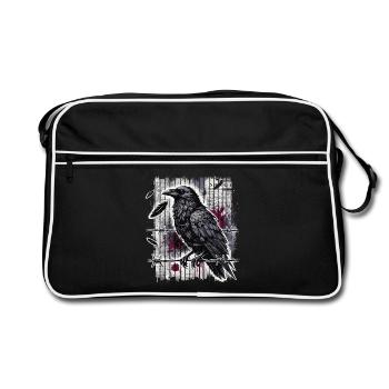 Corbeau sur fil de fer barbelé - Gothic Dark Art - Sac Retro - noir/blanc - Devant