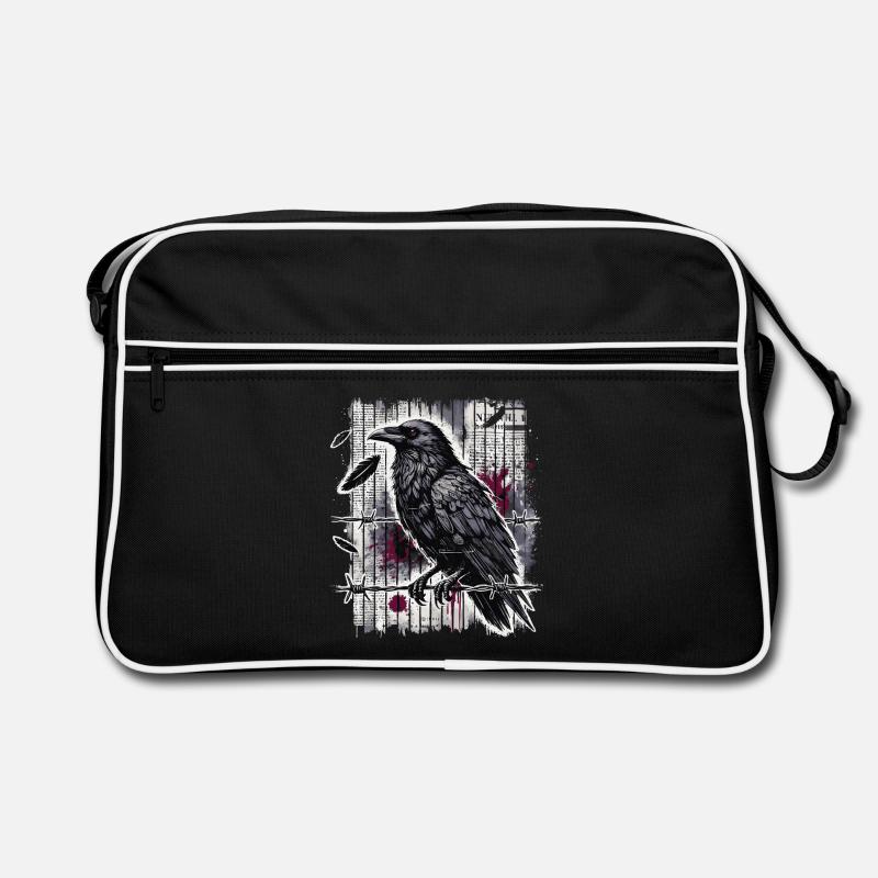 Raven on Barbed Wire - Gothic Dark Art Retro Bag